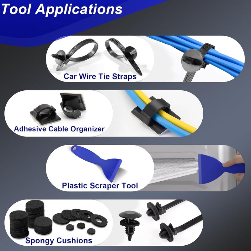 Doaho 238Pcs Trim Removal Tool,Fastener Remover Plastic Pry Tool Kit,Adhesive Cable Clips Auto Push Pin Bumper Retainer Clip Set with Storage Bag for Panel,Radio,Stereo,Audio,Dash, Window - Image 4